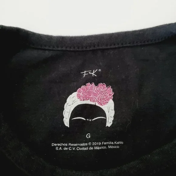 Frida Kahlo Official T-Shirt Portrait Tribute Graphic Boxy Black L - Picture 9 of 11